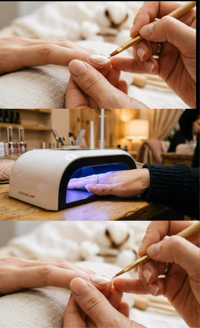 Proceso de manicura y curado con lámpara UV/LED — nail salon Cape Coral Florida